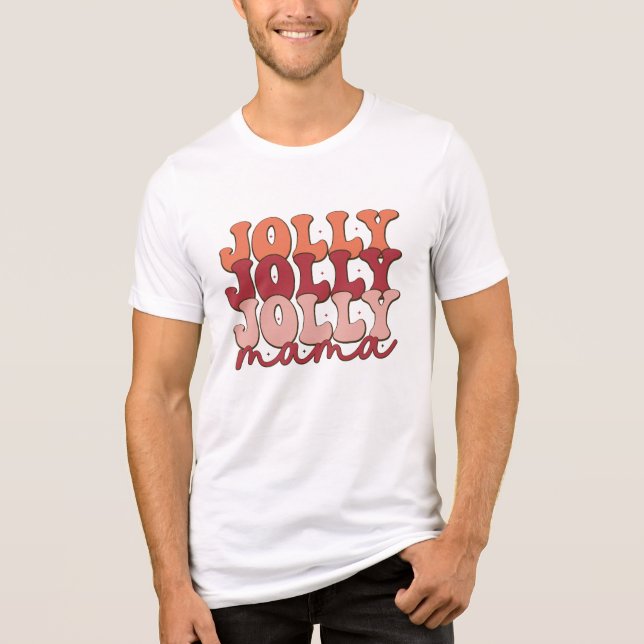 Jolly Mama Retro Groovy Christmas Holidays Tri-Blend Shirt (Front)