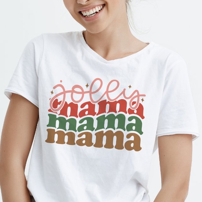 Jolly Mama Retro Groovy Christmas Holidays Tri-Blend Shirt (Jolly Mama Retro Groovy Christmas Holidays T-Shirt)