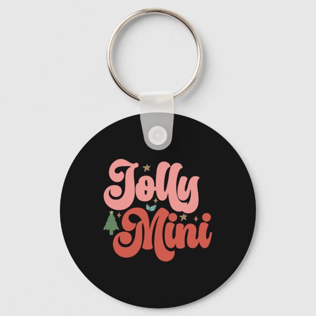 Jolly Mini Retro Groovy Christmas Holidays Toddler Key Ring (Front)