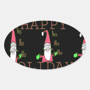 Jolly Mouse Santa: A Fun Holiday Illustration. Oval Sticker