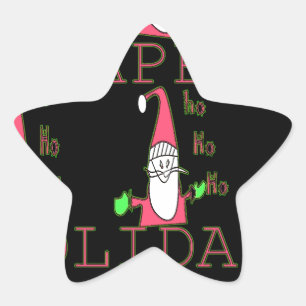 Jolly Mouse Santa: A Fun Holiday Illustration. Star Sticker