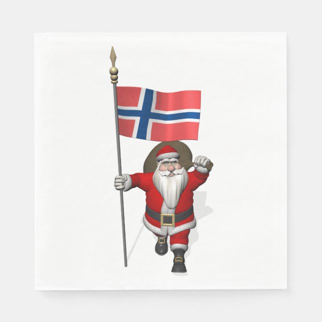 Jolly Nisse Visiting Norway Napkin (Front)