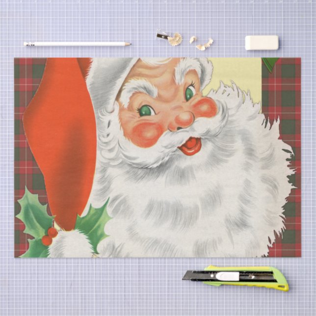 Jolly Old Father Christmas Retro Tissue Paper (Craft)