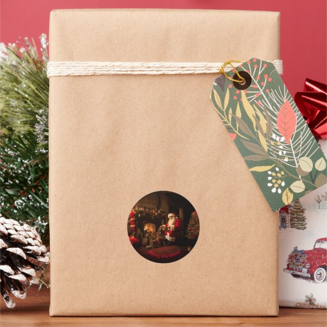 Jolly Old Saint Nick Classic Round Sticker (Holiday)