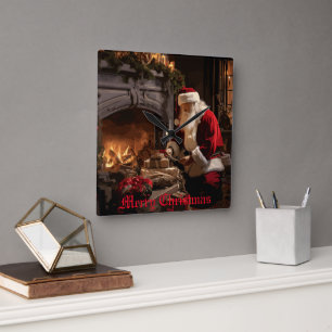 Jolly Old Saint Nick Square Wall Clock