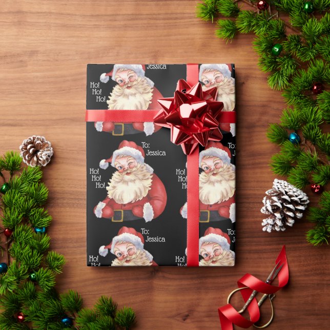 Jolly Old Santa Claus  Personalised Wrapping Paper (Holiday Gift)