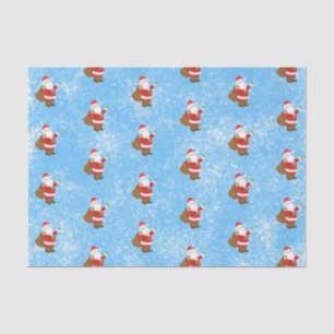 Jolly Ole Saint Nick Blue Sponge Paint Snow Tissue Paper