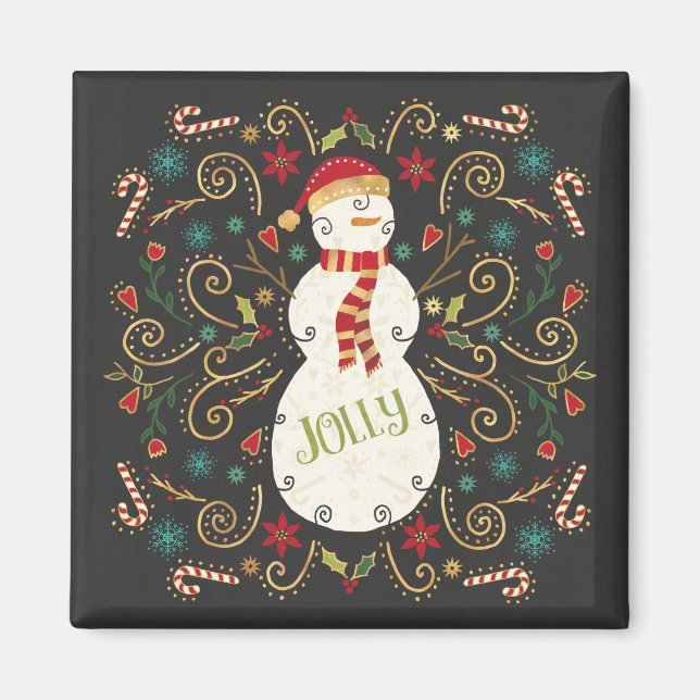 Jolly Otomi Holiday Snowman Magnet (Front)