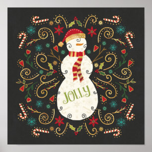 Jolly Otomi Holiday Snowman Poster
