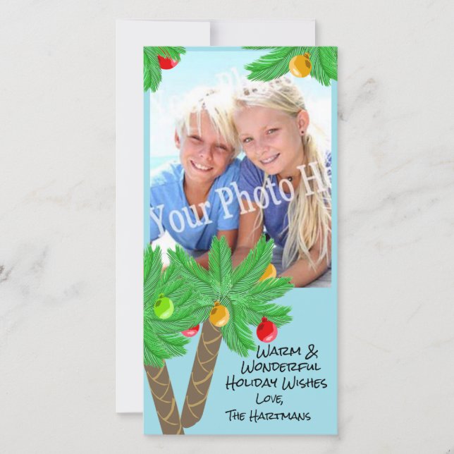 Jolly Palm Trees Holiday Greeting Card (Front)