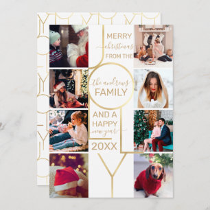 Jolly Quote Gold White Typography Photo Christmas Holiday Card