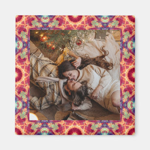 Jolly Red Festive Purple Christmas Photo Picture Magnet