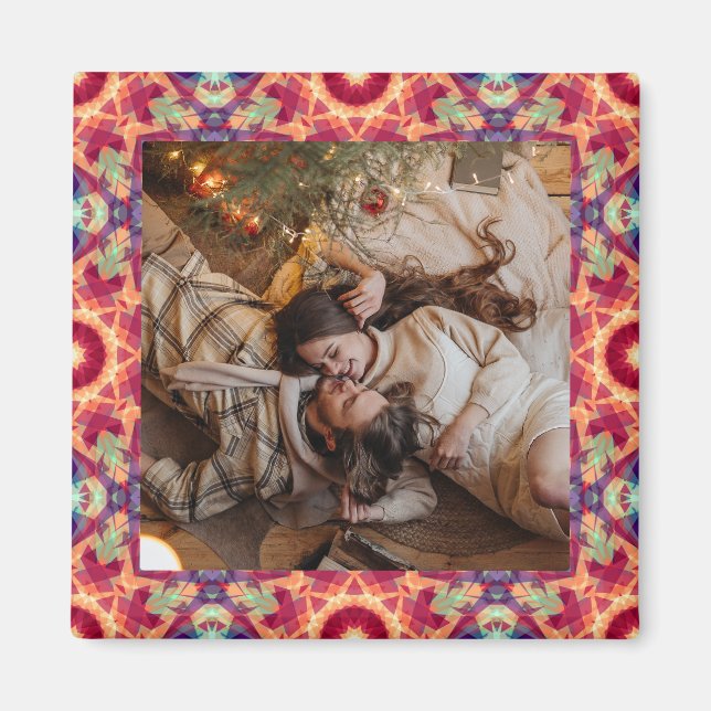  Jolly Red Festive Purple Christmas Photo Picture Magnet (Front)