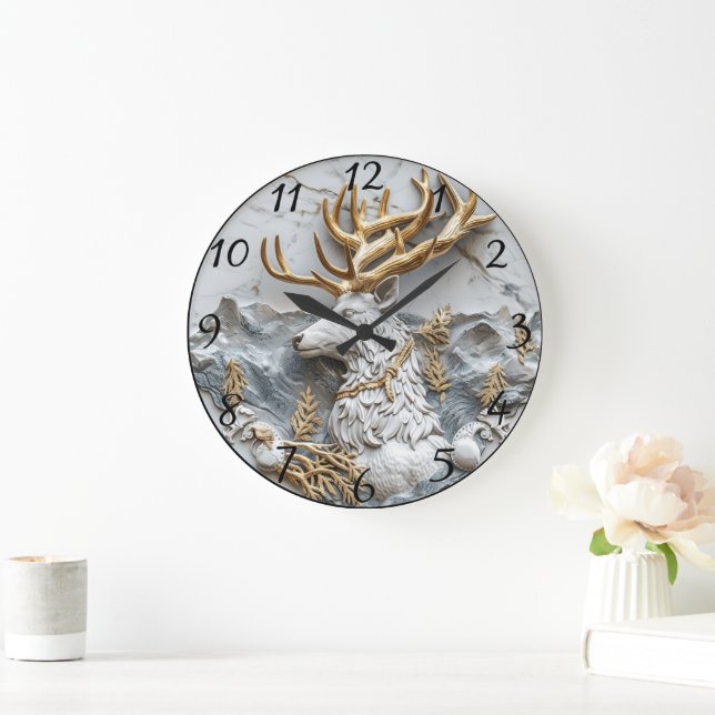 Jolly Reindeer Christmas Fun Large Clock (Home)