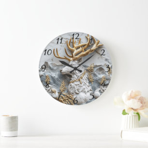 Jolly Reindeer Christmas Fun Large Clock