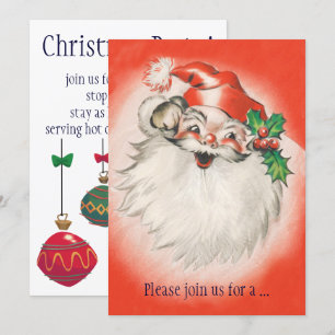 Jolly Retro Santa Claus Christmas Party Invitation
