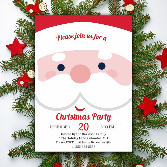 Jolly Retro Santa Festive Christmas Party Invitation (Jolly Retro Santa Festive Christmas Party Invitation)