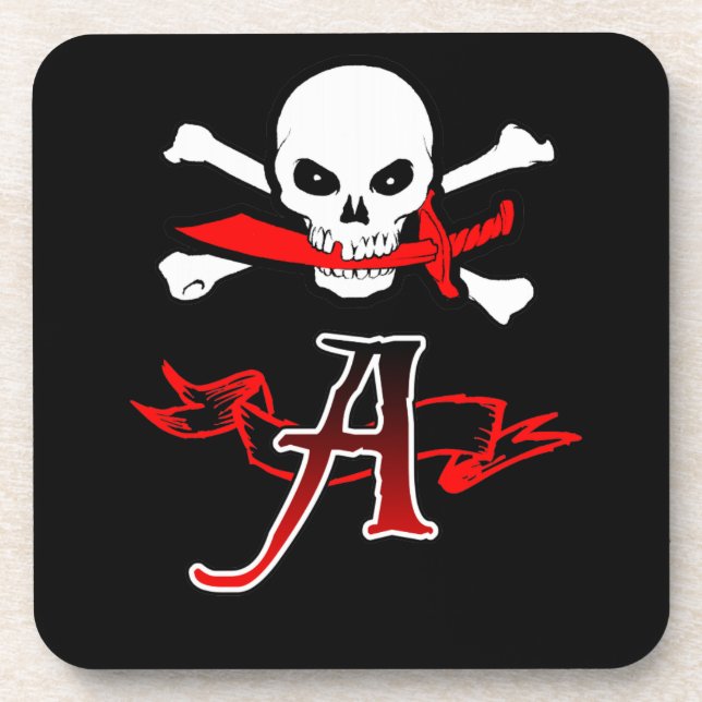 Jolly Roger A Monogram Initial Coaster (Front)