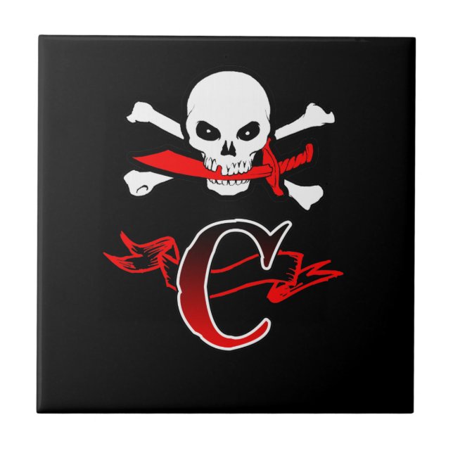 Jolly Roger C Monogram Initial Tile (Front)
