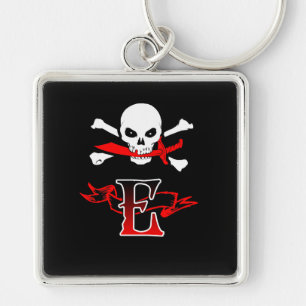 Jolly Roger E Monogram Initial Key Ring