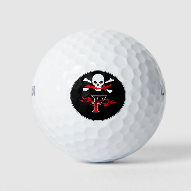Jolly Roger F Monogram Initial Golf Balls (Front)
