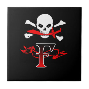 Jolly Roger F Monogram Initial Tile