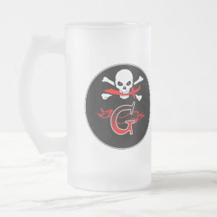 Jolly Roger G Monogram Initial Frosted Glass Beer Mug
