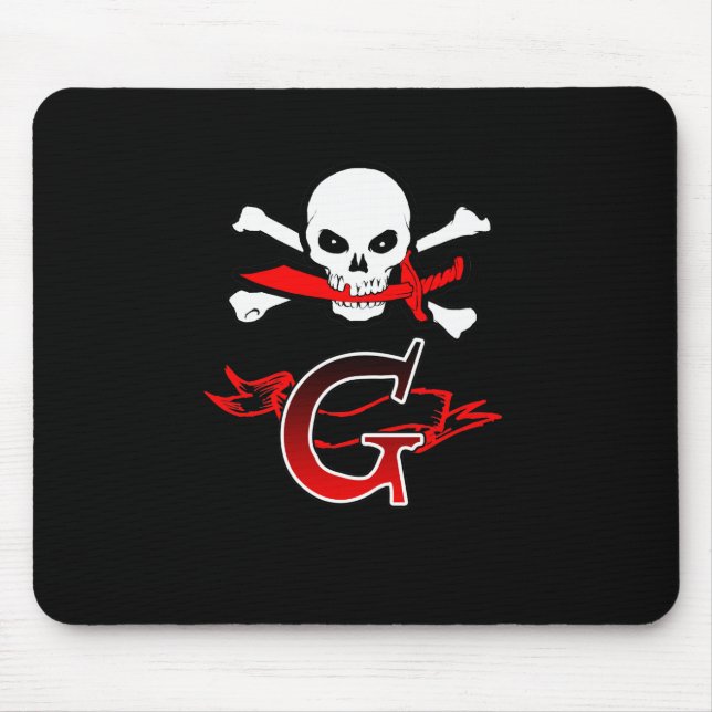 Jolly Roger G Monogram Initial Mouse Mat (Front)