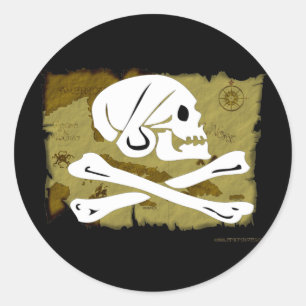 Jolly Roger Map #4 Classic Round Sticker