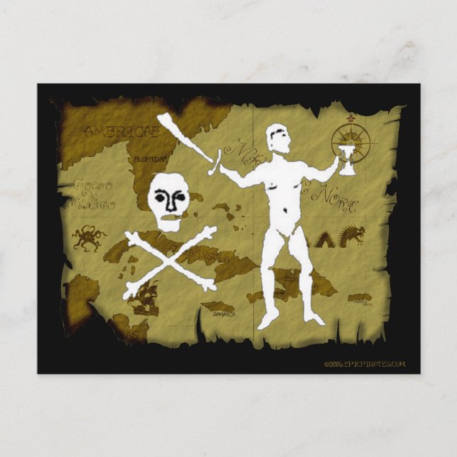 Jolly Roger Map # 5 Postcard (Front)