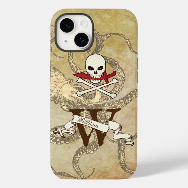 Jolly Roger Monogram Initial  Case-Mate iPhone Case (Back)