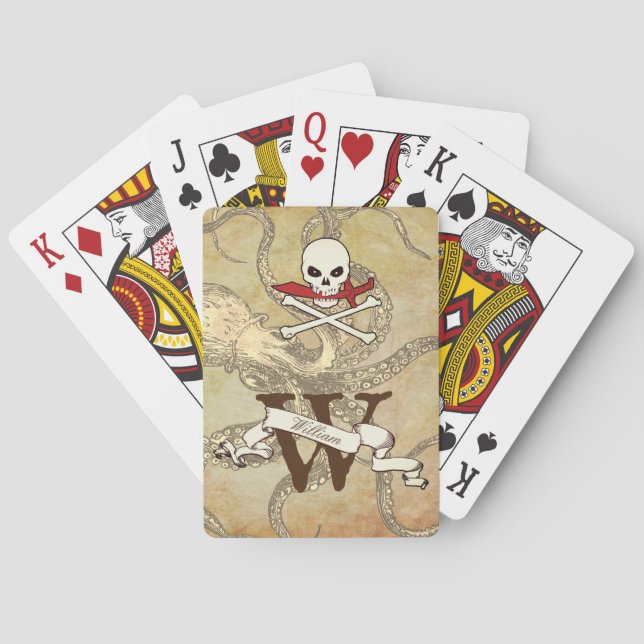 Jolly Roger Monogram Initial Classic Playing Cards (Back)