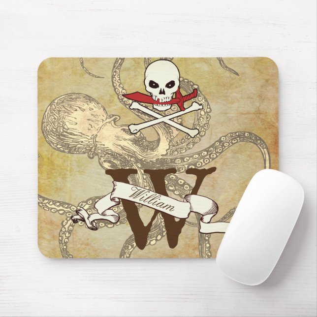 Jolly Roger Monogram Initial Mouse Mat (With Mouse)