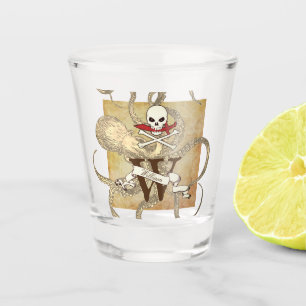 Jolly Roger Monogram Initial  Shot Glass