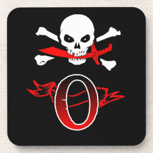 Jolly Roger O Monogram Initial Coaster