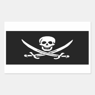 Jolly Roger of Calico Jack Rackham (BLACK) Rectangular Sticker
