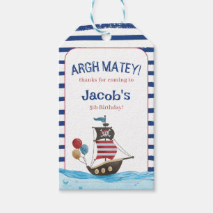 Jolly Roger Pirate Ahoy Matey Birthday Party favou Gift Tags