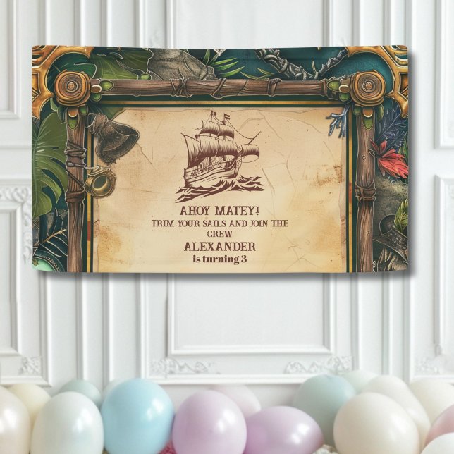 Jolly Roger Pirate Birthday Party Banner (Creator Uploaded)