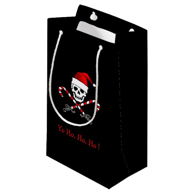 Jolly Roger Pirate Christmas Gift Bag (Front Angled)