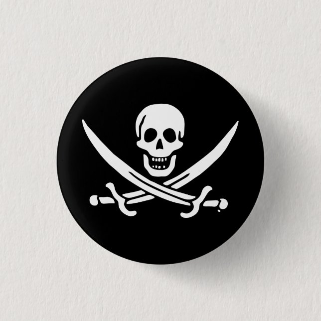 Jolly roger pirate flag 3 cm round badge (Front)