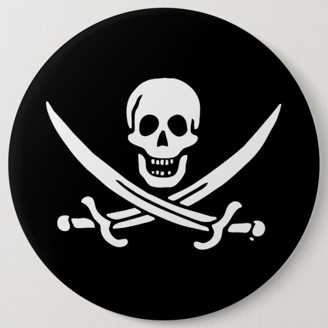 Jolly roger pirate flag 6 cm round badge (Front)