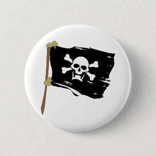 Jolly Roger Pirate Flag 6 Cm Round Badge