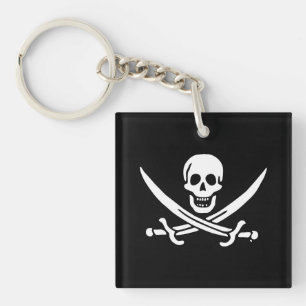 Jolly roger pirate flag key ring