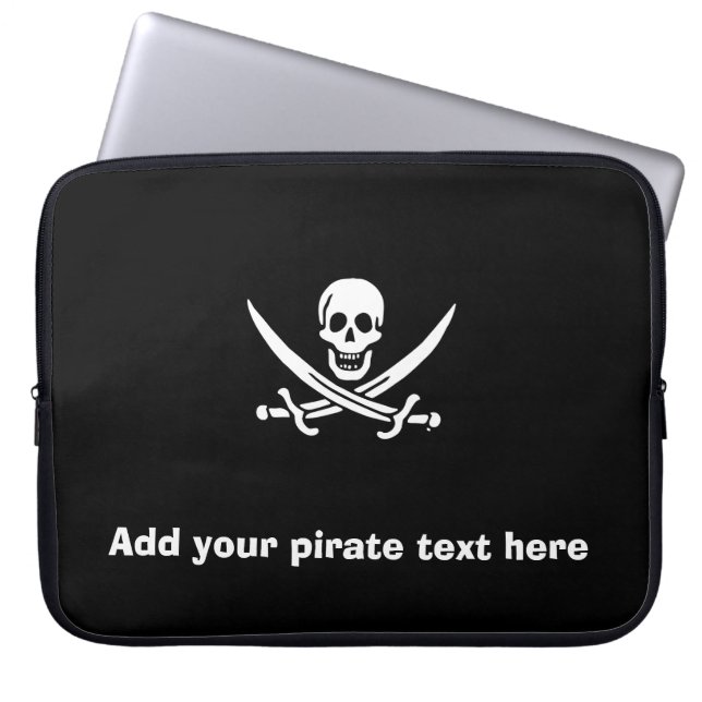 Jolly roger pirate flag laptop sleeve (Front)