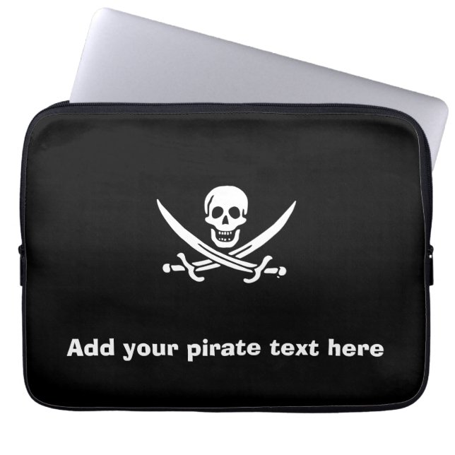 Jolly roger pirate flag laptop sleeve (Front)