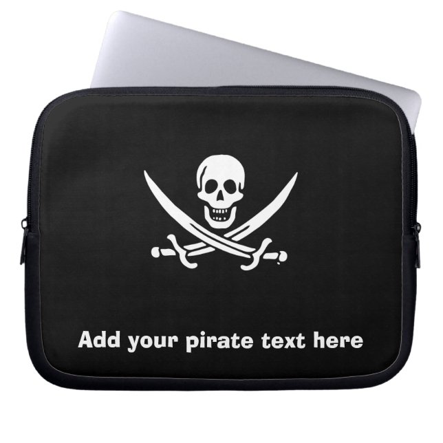 Jolly roger pirate flag laptop sleeve (Front)