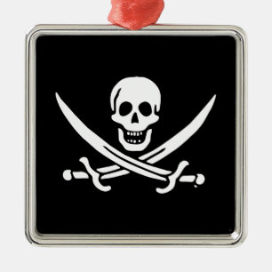 Jolly roger pirate flag metal tree decoration