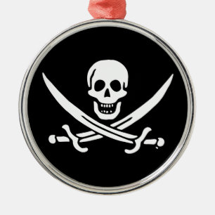 Jolly roger pirate flag metal tree decoration
