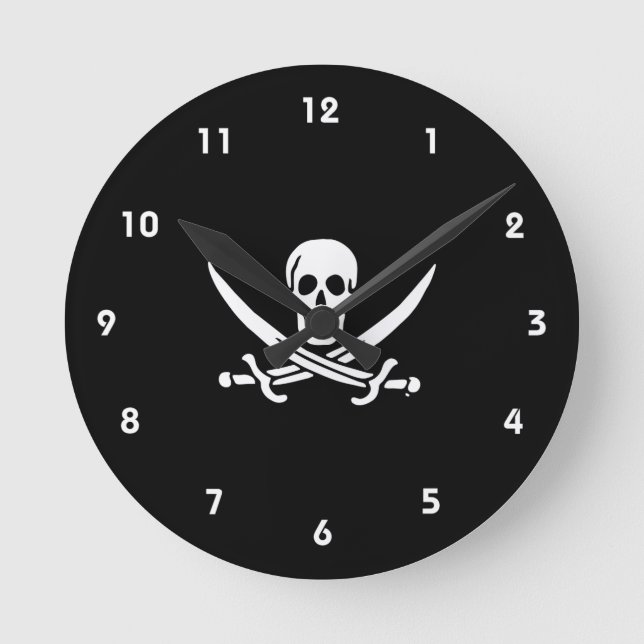 Jolly roger pirate flag round clock (Front)