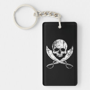 Jolly Roger Pirate Flag Skull and Cross Swords Key Ring
